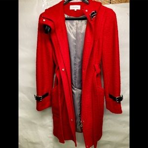 Calvin Klein Women’s Peacoat- Wool blend, hooded, size 12